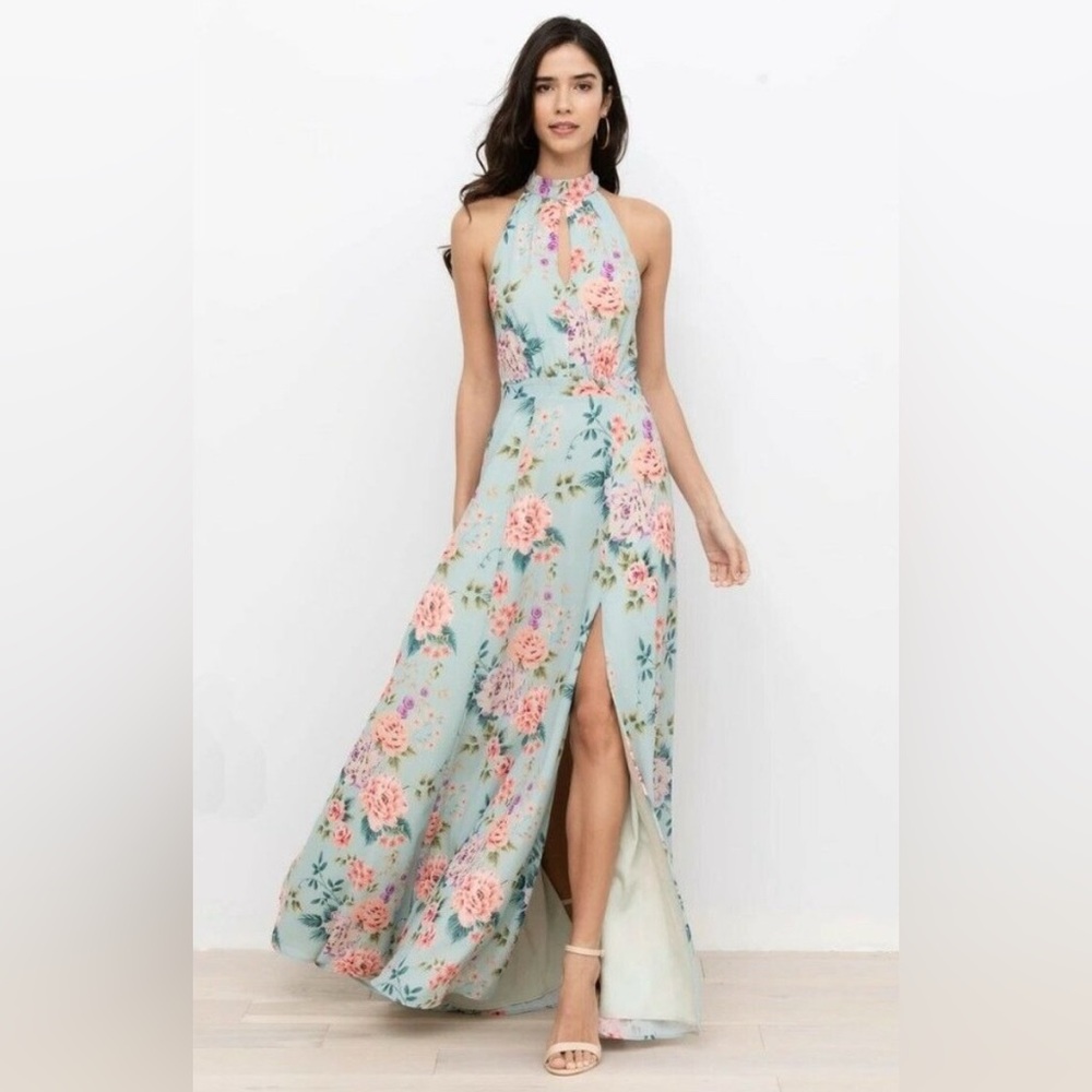 Yumi Kim High Demand Sweet Dawn Dusk Blue Floral Maxi Dress XS Spring Wedding